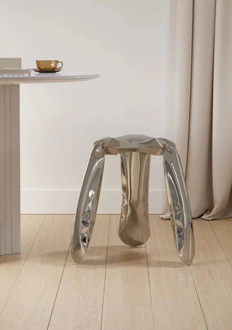 Stainless Steel Stool | Minimalist Metal Accent Seating