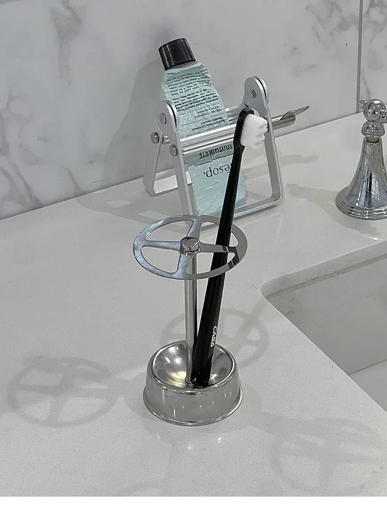 Vintage Toothpaste Holder | Compact Stainless Steel Tube Organizer
