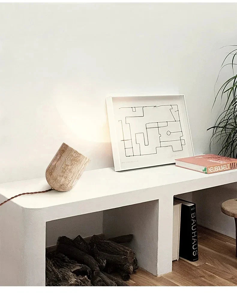 Travertine Stone Lamp - Modern Table & Floor Light
