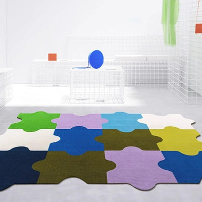 Color Puzzle Rug - Vibrant Polyester Floor Mat