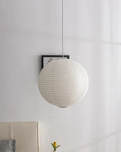 Rice Paper Pendant Lamp - Japanese Ceiling Light Fixture With Adjustable Wire