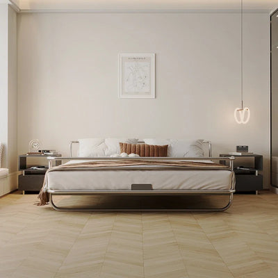 Industrial Bed Frame - Stainless Steel Metal Queen Size