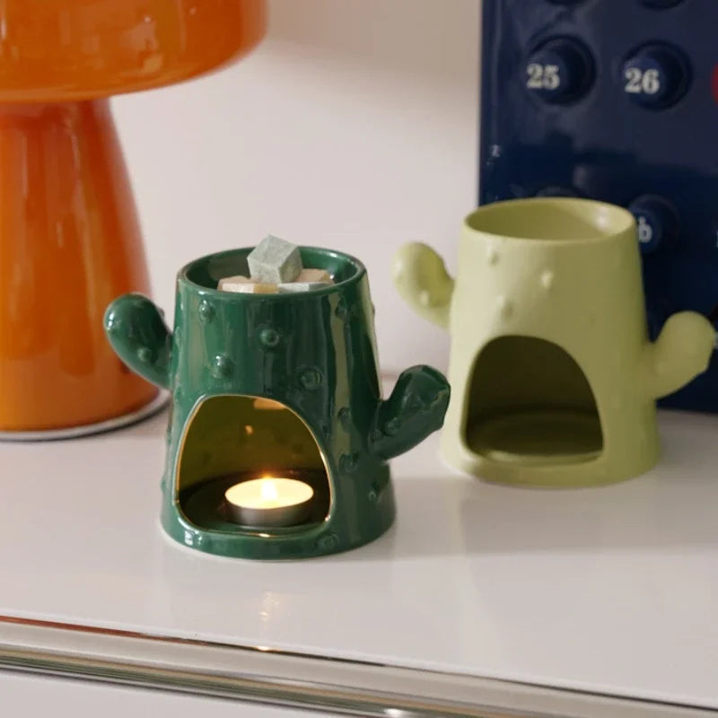 Ceramic Aromatherapy Furnace | Handcrafted Cactus Decor
