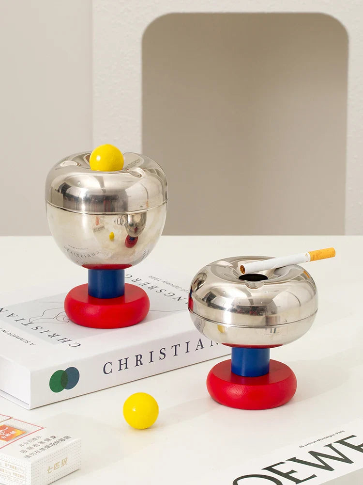 Stainless Steel Ashtray - Retro Ball Design, Small & Durable
