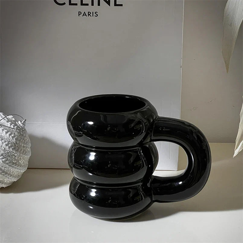 Embossed Donut Mug - 14oz Ceramic Coffee Cup