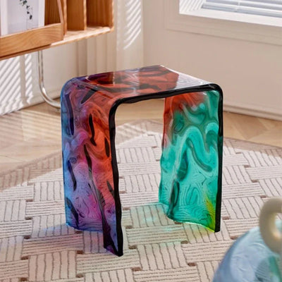 Acrylic Coffee Table - Artistic Rainbow Water Wave Decor