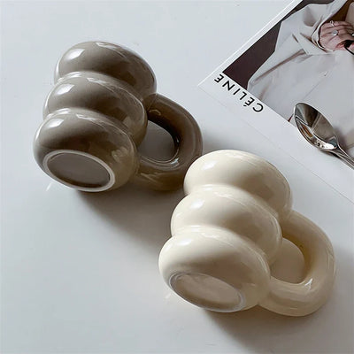 Embossed Donut Mug - 14oz Ceramic Coffee Cup