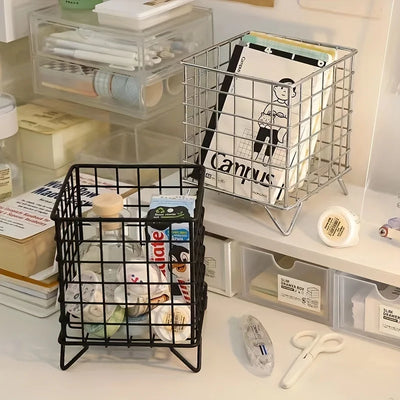 Desk Storage Basket - Mini Mesh Organizer Compact Stainless Steel