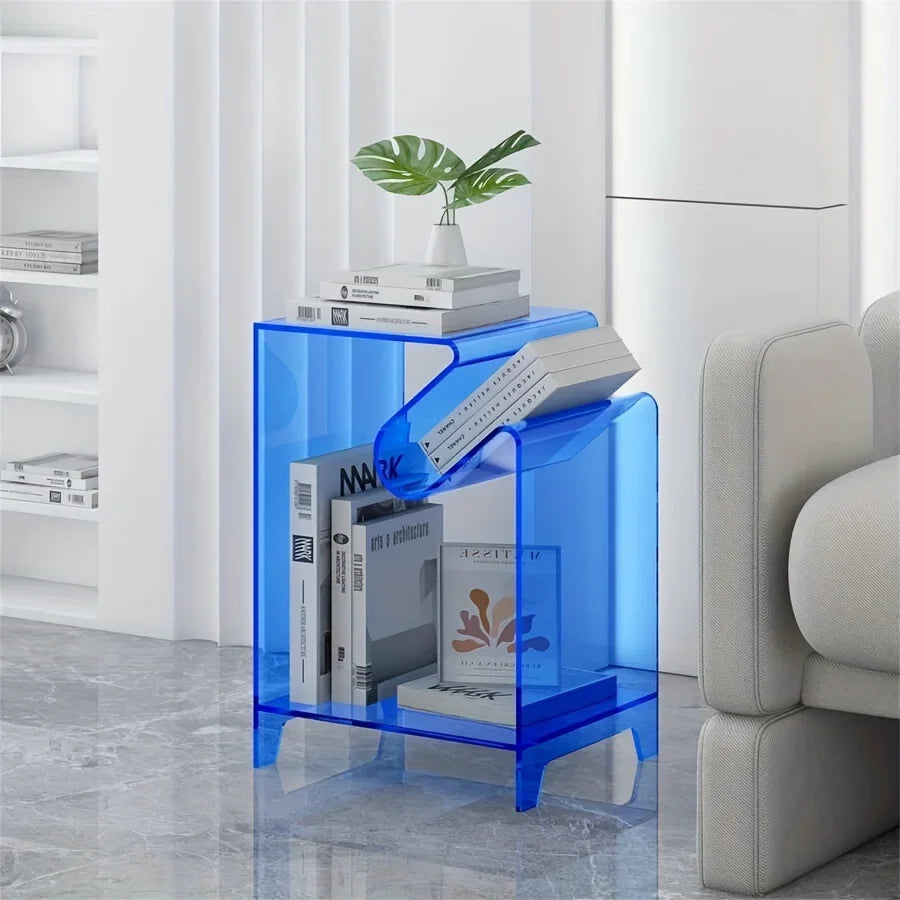 Acrylic Side Table - Modern Bent Minimalist Design
