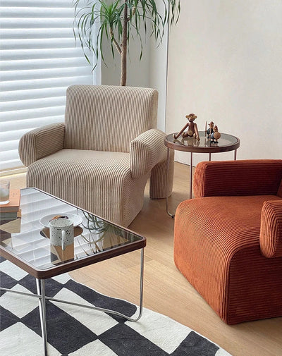 Corduroy Lounge Couch - Solid Wood Danish Sofa