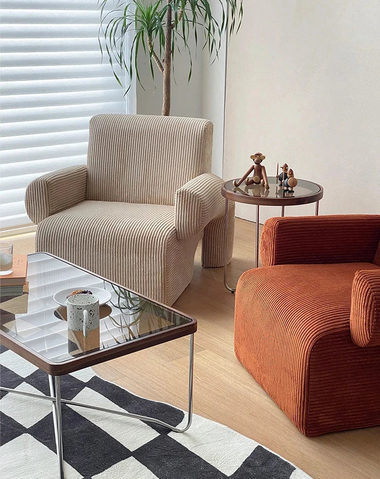 Corduroy Lounge Couch - Solid Wood Danish Sofa