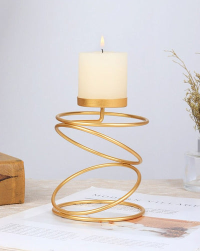 Coil Metal Candle Holders - Unique Spiral Candle Stands