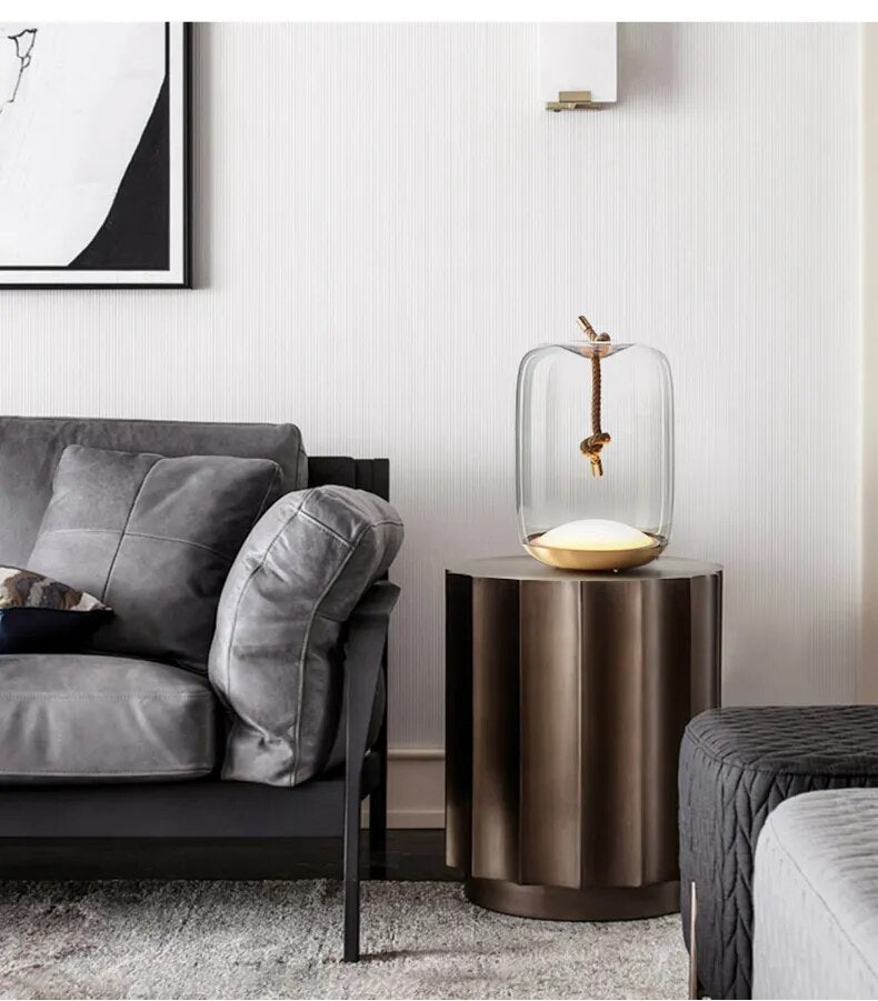 Nordic Glass Table Lamp - Rope Design LED Light