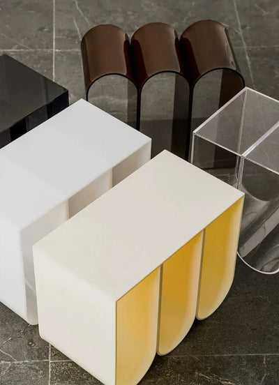 Acrylic Multipurpose Table - Embossed Design Clear Acrylic Side Table