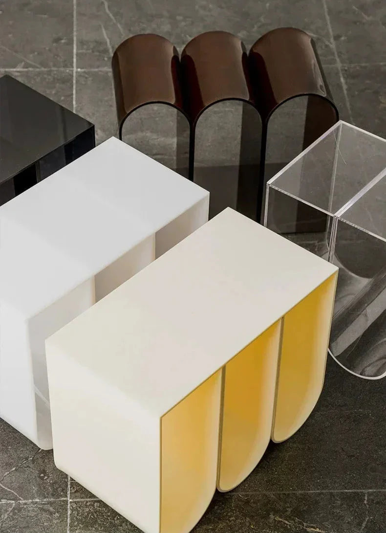 Acrylic Multipurpose Table - Embossed Design Clear Acrylic Side Table