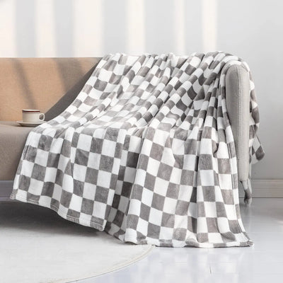Plaid Throw Blanket | Soft Cotton Polyester Checkerboard