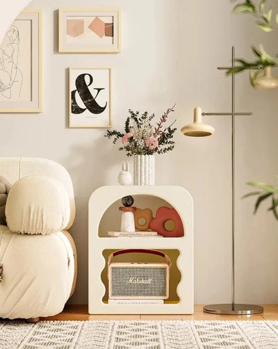 Nordic Cabinet Nightstand - Wooden Side Table With Irregular Shelf Design