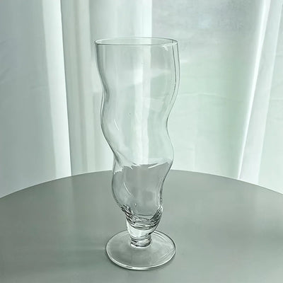 Wavy Cone Glass Cup - Stylish Durable Beverage Glass