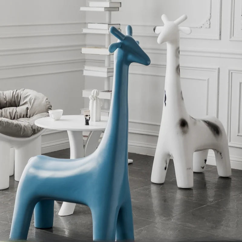 Giraffe Stool Ottoman - Retro Style Fabric Seat