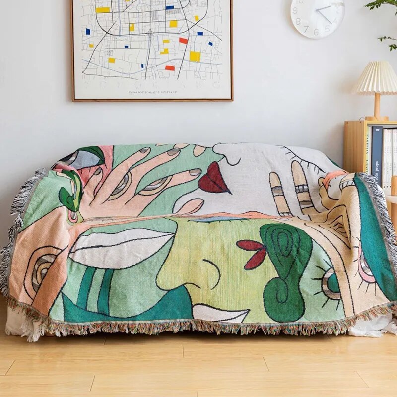 Abstract Art Throw Blanket - Modern Decorative Bed Throw