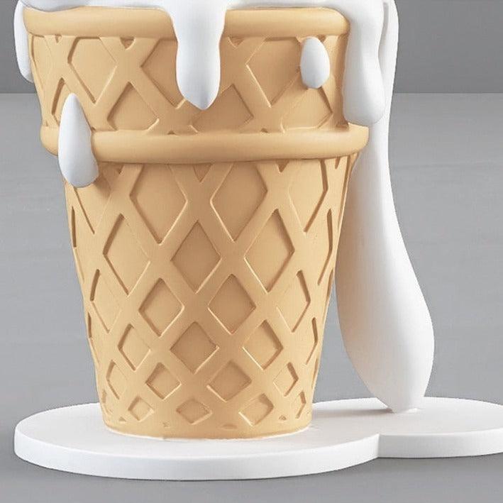 Ice Cream Cat Sculpture - Resin Melting Art
