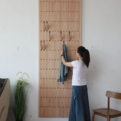 Pine Wood Wall Panel with Hook - Elegant Japanese Design