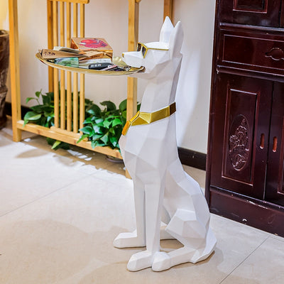 Dobermann Dog Statue - Large Resin Guard Sculpture with Front Door Key Holder