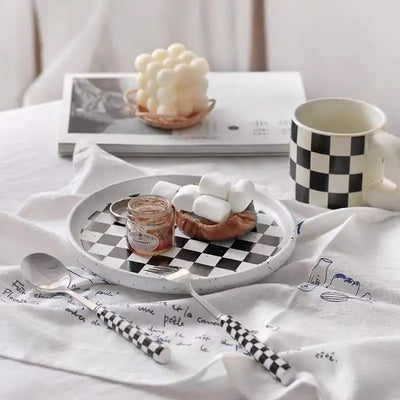 Ceramic Salad Plate – 8 Inch Plaid Dessert Dish