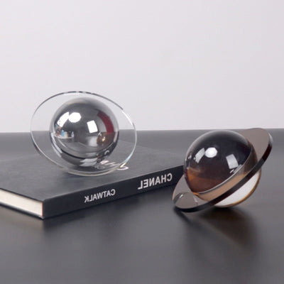 Crystal Saturn Sculpture | Handcrafted Solid Planet Decor
