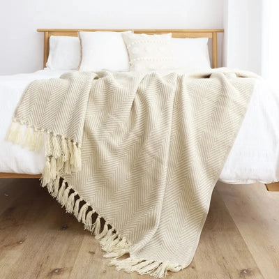 Jacquard Throw Blanket | Modern Striped Geometric Design