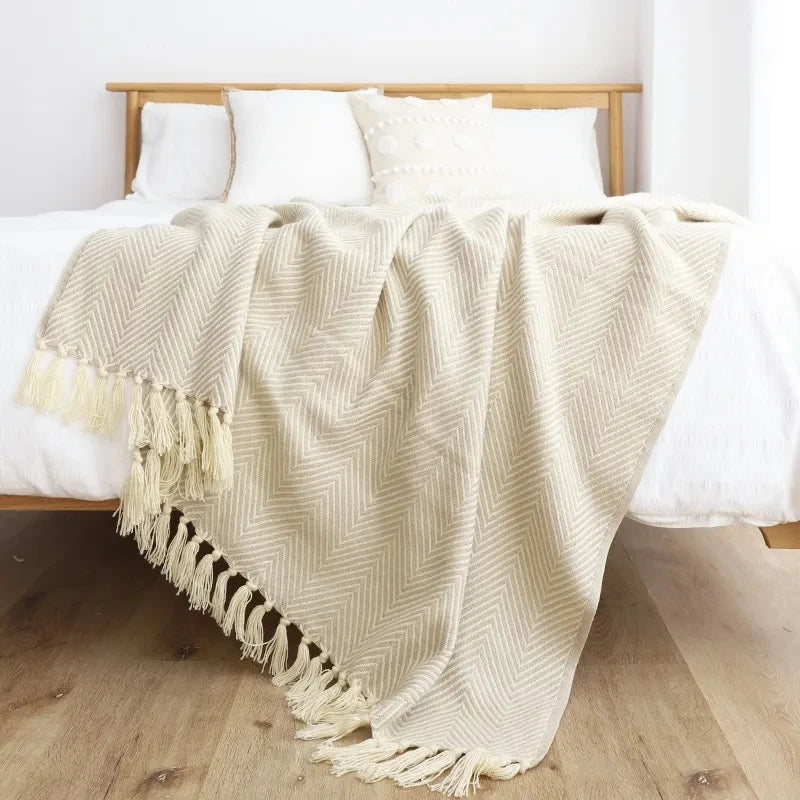 Jacquard Throw Blanket | Modern Striped Geometric Design