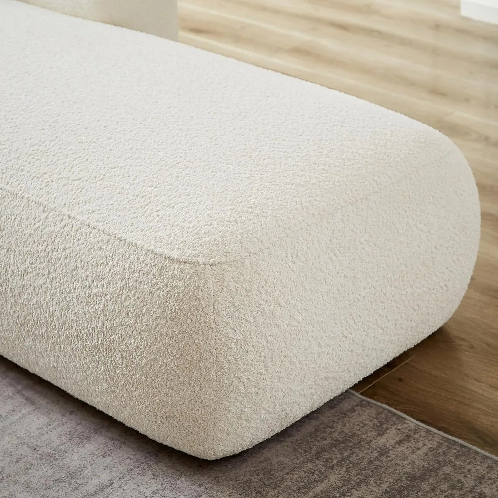 Cream Lounge Chaise Sofa - Off White Plush Cushioned Couch