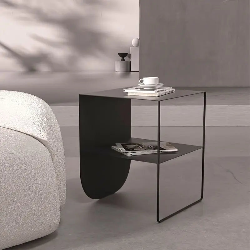 Metal Side Table - Nordic Low Profile Compact End Table