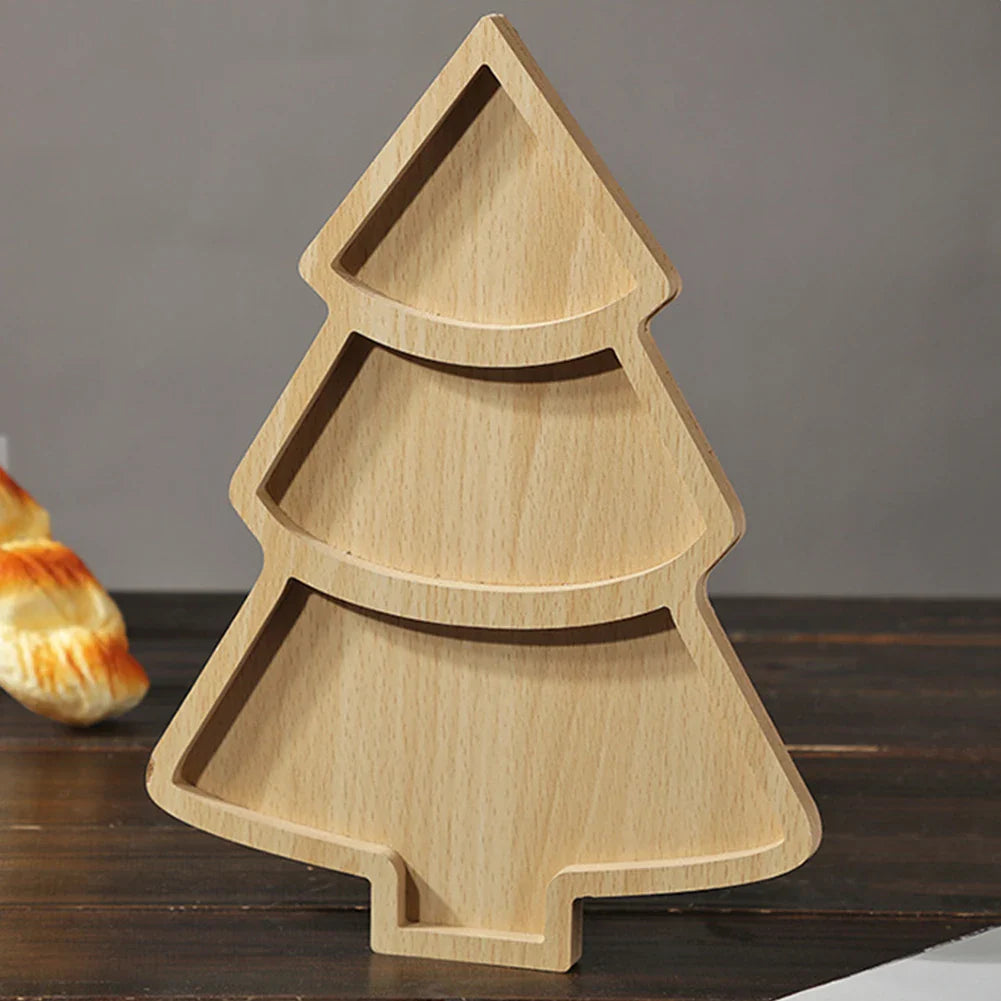 Christmas Tree Wooden Tray - Rustic Holiday Serving Platter