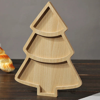 Christmas Tree Wooden Tray - Rustic Holiday Serving Platter