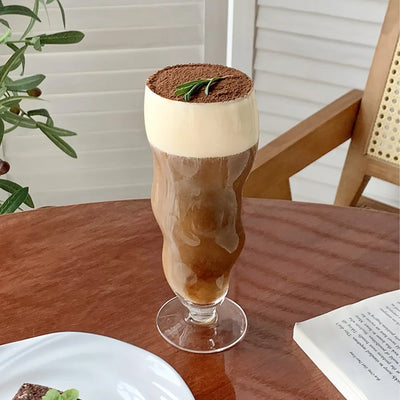 Wavy Cone Glass Cup - Stylish Durable Beverage Glass