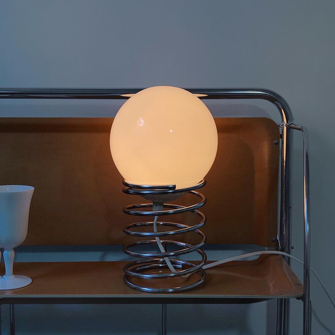 Glass Table Lamp - Spring Base Metal Lighting