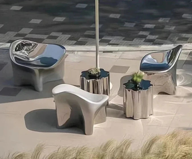 Stainless Steel Side Table - Italian Hand-Crafted Metal Accent