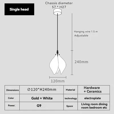 White Magnolia Chandelier | Elegant Ceramic Jade Fixture