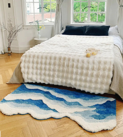 Japanese Tufted Rug - Blue Sea Wave Design Mat