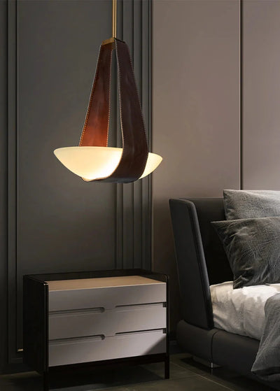 Floating Leather Chandelier – Modern Ceiling Light with Warm