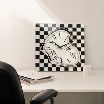 Plaid Glass Wall Clock | Modern Square Decorative Clock