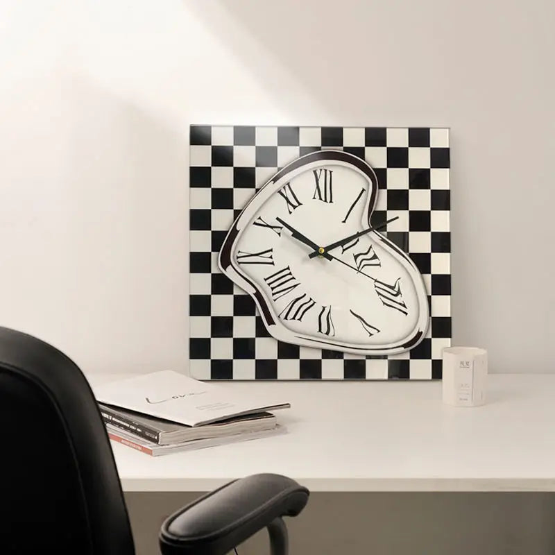 Plaid Glass Wall Clock | Modern Square Decorative Clock