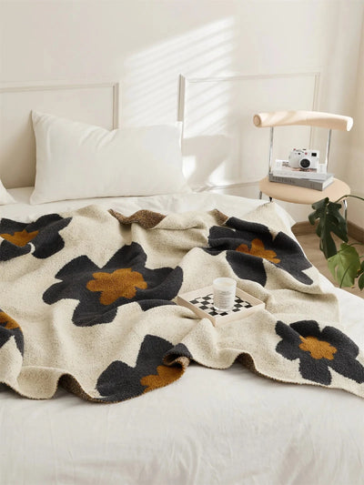 Microfiber Throw Blanket - Lightweight Floral Knit Cover