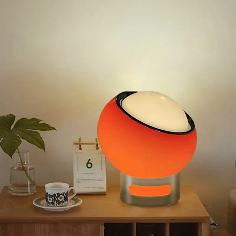 Retro Table Lamp - Glass Stone Metal Stand, Rotatable USB Corded