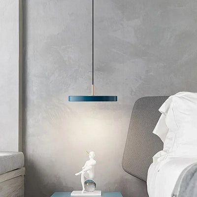 Remote Control Pendant Light - Modern Round Plate Ceiling Fixture