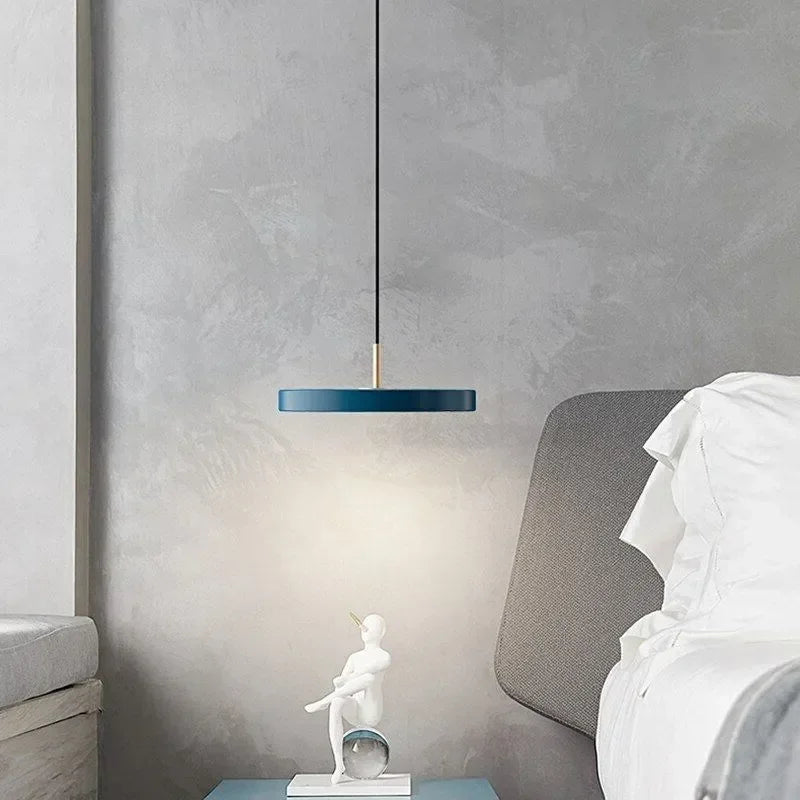 Remote Control Pendant Light - Modern Round Plate Ceiling Fixture