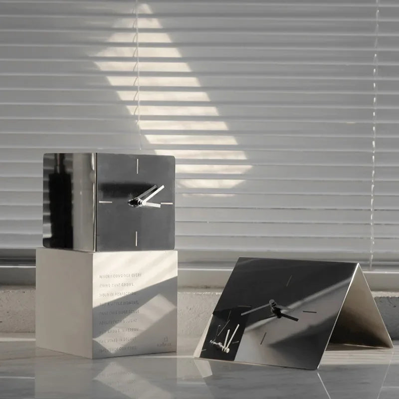 Stainless Steel Table Clock - Functional Industrial Piece