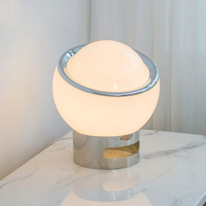 Retro Table Lamp - Glass Stone Metal Stand, Rotatable USB Corded