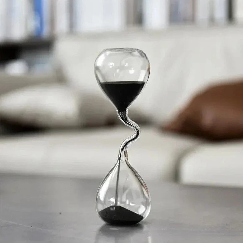 Hourglass Sand Clock - Curved Black Sand Timer